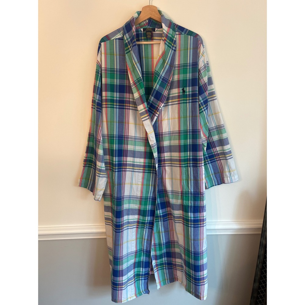 Polo Ralph Lauren Mens Robe 100% Cotton Plaid Print Small/Medium